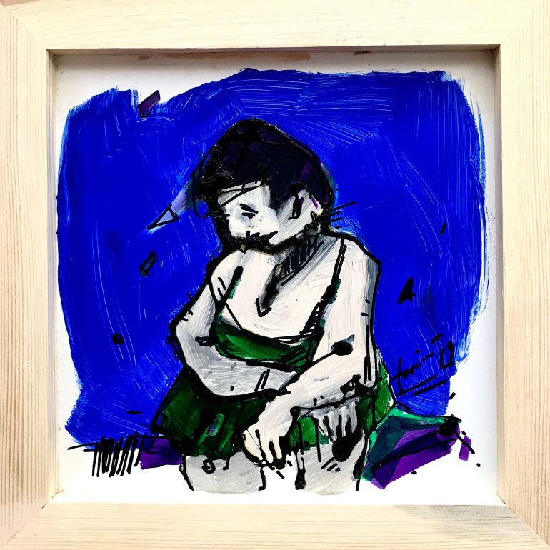 Evrim Özeskici (Son İstasyon, Kontrplak Üzerine Yağlıboya, 30x30 cm, 2019)