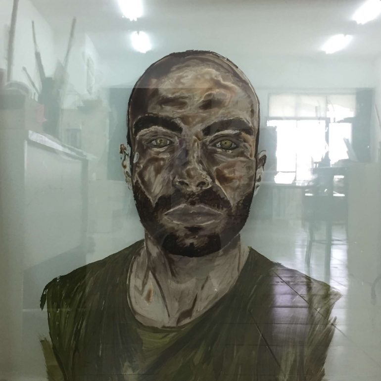 Fatma Arslan (Musa_,asetat üzerine akrilik, 100x100 cm, 2019)