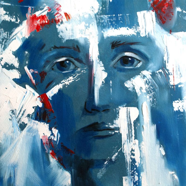 Gizem Süzen (Mavi, Duralit Üzeri yağlı boya, 30x30cm, 2019)