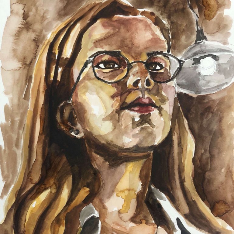 Gülşen Aydemir (Otoporte, Suluboya Çalışması 35x50cm, 2020)