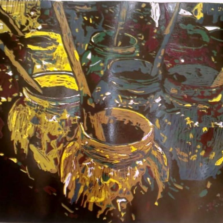 Sinem Yaşar (Ebruli, Linol Baskı, 2014)