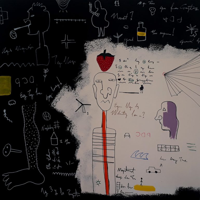 Çisel Atar (Primate Components, Tuval Üzerine Karışık Teknik, 80x80 cm, 2020)