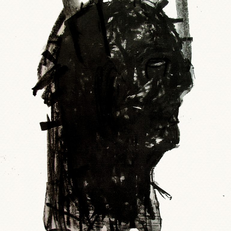 Engin Aslan “Griot XX”, Kağıt Üzerine Füzen ve Kömür Kalem, 37 x 26 cm, 2019