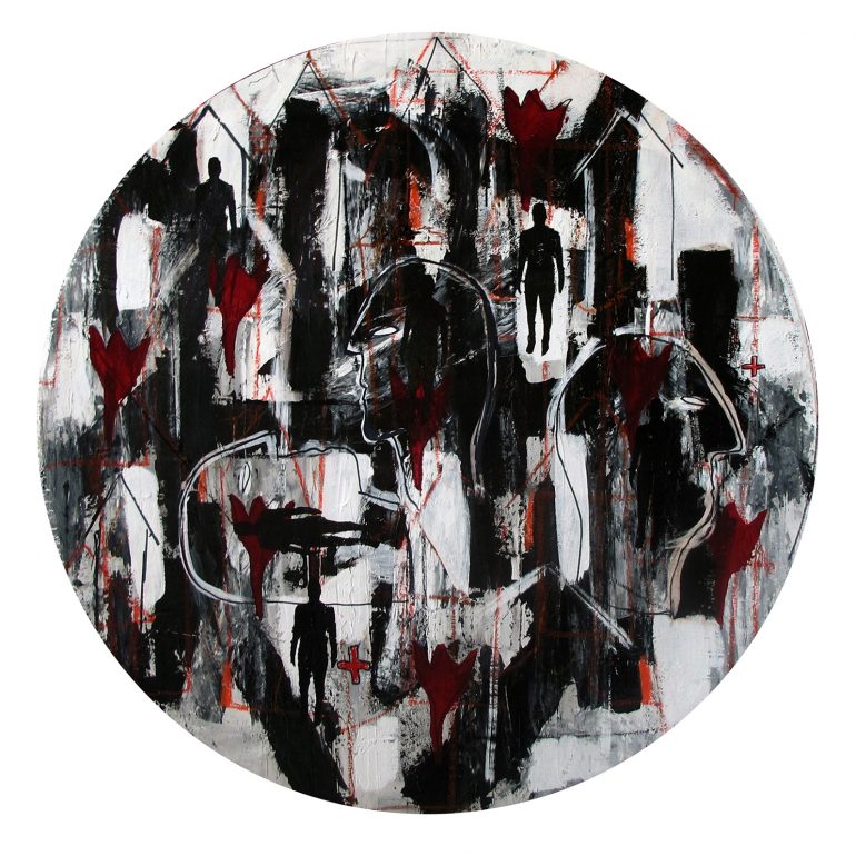 Engin Aslan “Pasajlar No. XIX”, Mukavva Üzerine Karışık Teknik, Çap. 92 cm, 2020