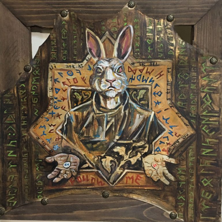 Murat Havan Parşömen üzeri(keçi derisi) 35 x35 Tavşanı Takip Dosyası Kırmızı mı Mavi mi