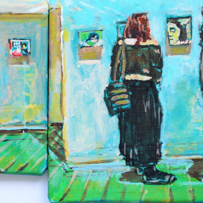 28. Yeniden Kendilik, Tuval Üzerine Akrilik Boya, 15x15, 18x24 cm. 2023