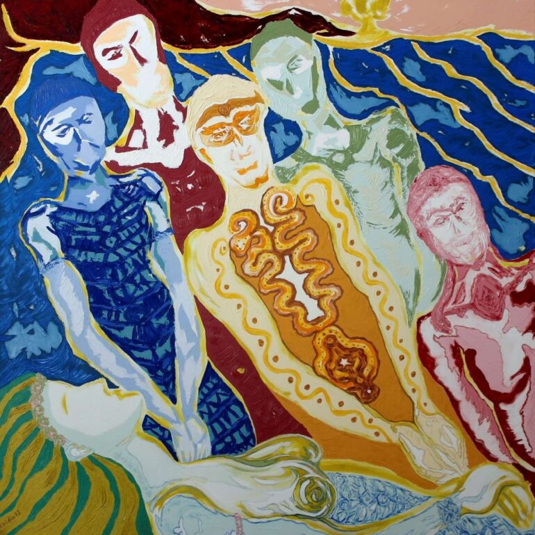 “Sınırlar Döngülerle Başlar” Tuval Üzerine Yağlıboya 142x152cm 2022